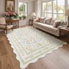 Scalloped Floral Rug Washable Non-Slip Boho Hallway Rug Soft Carpet for Kitchen, Bathroom, Laundry, Entryway - 4 of 4