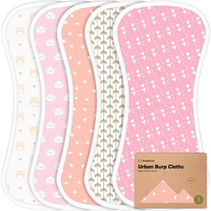 KeaBabies 5pk Urban Baby Burp Cloths, Organic Burping Cloth for Babies, Burp Rags for Baby Girls, Boys - 1 of 4