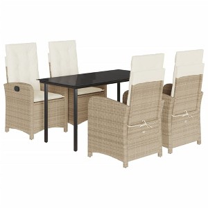 vidaXL Garden Dining Set Beige PE rattan Medium Removable Covers - 1 of 4