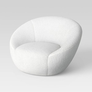 Round Swivel Dorm Chair Cream Faux Shearling - Room Essentials™ - 1 of 4