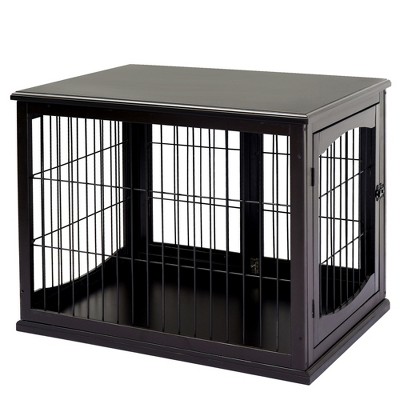 Extra Small Dark Brown Wooden Dog Crate Table
