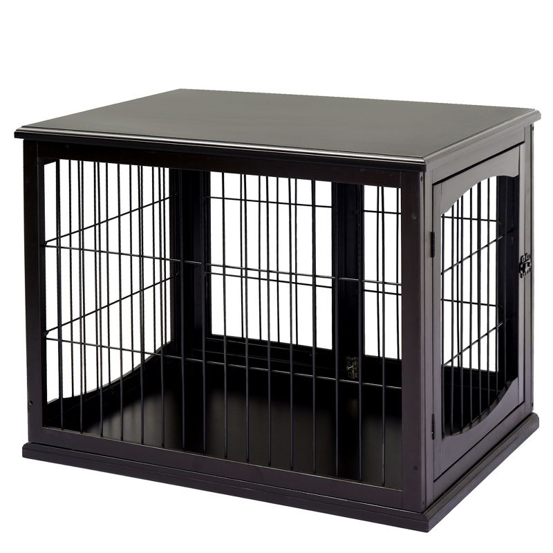PawHut 26" Wooden Dog Crate, Furniture Style Pet Cage Kennel, End Table, with Lockable Double Door Entrance, and Top Shelf, 5 of 14