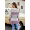 Womens Fall Sweater Waffle Knit Trendy Gradient Sweater with Round Neck Long Sleeve Casual Fit Below Hip Cozy Long Sweater Netted Stitch Knitwear - 2 of 4