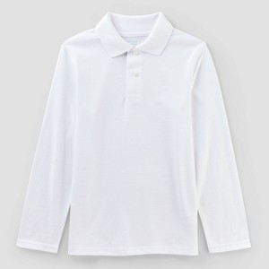 Boys' Adaptive Long Sleeve Uniform Polo Shirt - Cat & Jack™ - 1 of 3