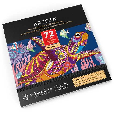 Arteza Adult Coloring Book, Ocean Illustrations, 6.4x6.4 - 72 Sheets :  Target