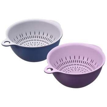 Unique Bargains Kitchen Strainer Colander Bowl Set Medium Double Layer Drain Washing Basket