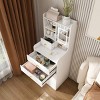 Vanity Desk with LED Lighted Mirror and Storage Drawers, Compact Makeup Table with Stool for Bedroom-3irtyhousy - 2 of 4