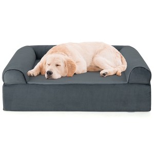 Costway Cooling Gel Dog Bed for Large Dogs with Removable Bolsters & Washable Cover - 1 of 4