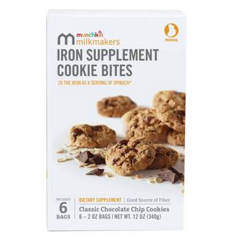 Munchkin Milkmakers Prenatal Iron Supplement Cookie Bites - Chocolate Chip - 6pk/2oz Each