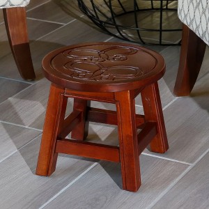 TopCompy Carved Wooden Step Stool with Maple Leaf Design for Kids Bathroom Kitchen Bedroom Footrest Mini Side Table, Cherry, 12"*12"*11" - 1 of 4