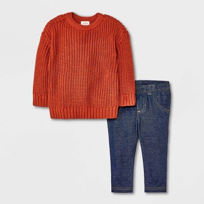 Image of Baby Shaker Sweater & Bottom Set - Cat & Jack™ Brown 0-3M