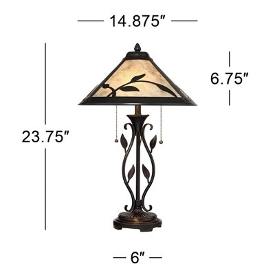 Bronze Metal Leaf Table Lamp with Mica Shade