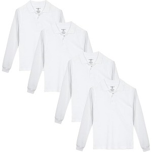 Studio 3 Little/Big Boy’s 4-Pack Long Sleeve Pique Polo Uniform Shirts - 1 of 3