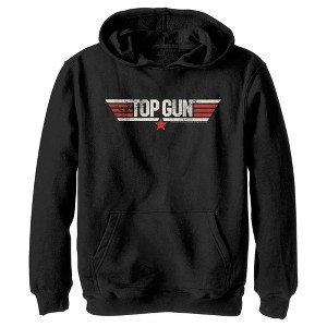 Boy's Top Gun Logo Distressed Pull Over Hoodie - 1 of 4