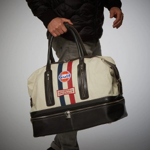 GrandPrix Originals Gulf Leather/Canvas Track Sport Dual-Compartment Duffel Bag - 1 of 3