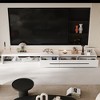 Famapy TV Stand White 3 Drawer Black Line Handle Patchwork Design Removable - 4 of 4