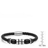 Steeltime Men's genuine black leather braided bracelet with stainless steel accents - 3 of 4