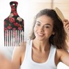 Unique Bargains Plastic Wide Tooth Hair Pick Comb Hair Styling Tool Flower Pattern Red Black 1 Pc - 4 of 4
