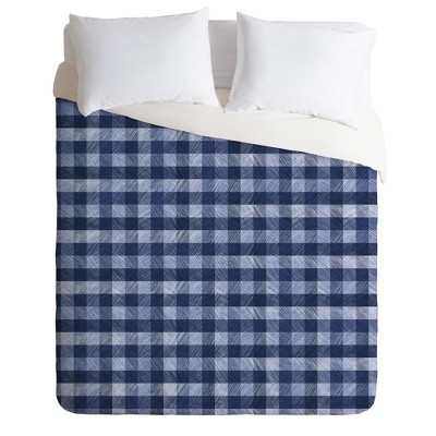 Full/Queen Imlada Huaradit Gingham Duvet Set Navy - Deny Designs