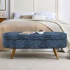 CAVINAS Oval Ottoman with Storage, Elegant Fabric Storage Ottoman, Storage Bench with Rubber Wood Legs for Bedroom, Living Room - 3 of 4