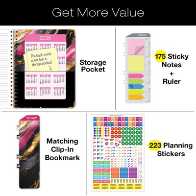 Global Printed Products Hardcover AY 2025-2026 Fashion Planner - 8.5"x11" (Dark Gold Marble)