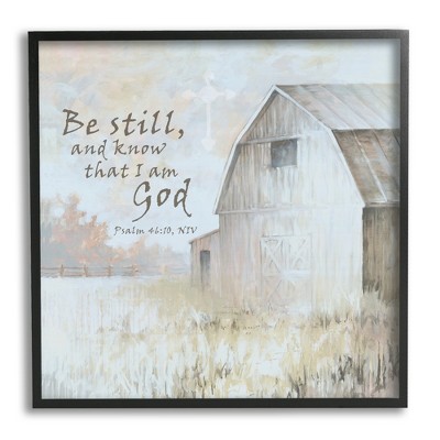Stupell Industries Religious Psalm Verse Rural Country Barn Farmland Framed Giclee Art