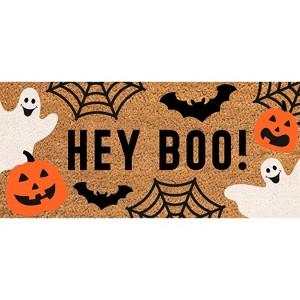 Hey Boo Halloween Flocked Coir Sassafras Switch Mat : Target