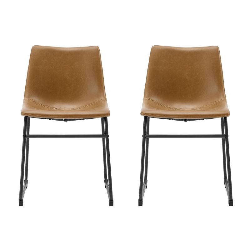 Set of 2 Laslo Modern Upholstered Faux Leather Dining Chairs - Saracina Home, 4 of 16