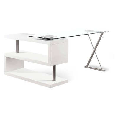 Nagini Swivel Computer Desk Glossy White - HOMES: Inside + Out