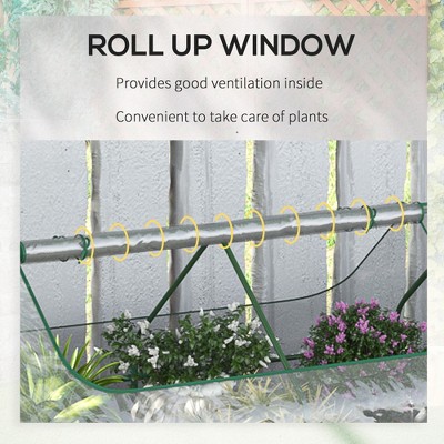 Outsunny Steel Raised Garden Bed with Clear Plastic Greenhouse Cover
