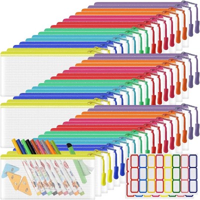Fmeida 24 Pack Mesh Zipper Pouch Bags Small, Zipper Pencil Pouches, 9.2 x 4.7 in Clear Pencil Pouch Bulk, Pencil Bags with Zipper