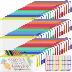 Paaaawaters 24 Pack Mesh Zipper Pouch Bags Small, Zipper Pencil Pouches, 9.2 x 4.7 in Clear Pencil Pouch Bulk, Pencil Bags with Zipper - 1 of 4