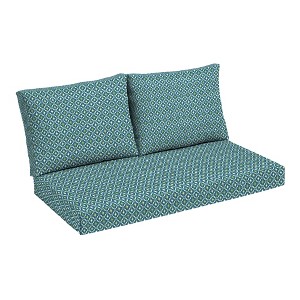 ARDEN Outdoor Loveseat Cushion Set, 48 x 24, Rain-Proof, Fade Resistant, Cushion Set for Couch, Bench, and Swing Alana Tile - 1 of 4