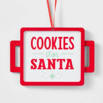 Cookies for Santa Wood Cookie Tray Christmas Tree Ornament White/Green - Wondershop™