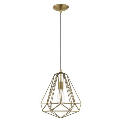 Antique Brass Geometric Mini Pendant Light with LED