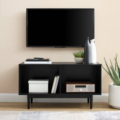 Liam Mid-Century Modern Black Vinyl Record Storage Console