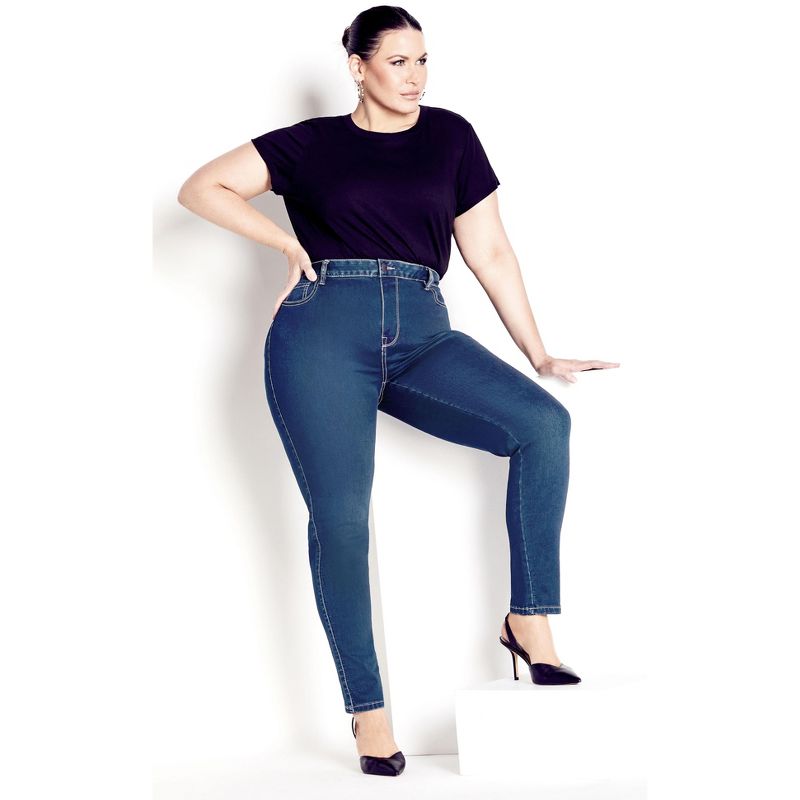 Women's Plus Size Butter Denim Skinny Jean Mid Wash - tall | AVENUE, 1 of 6