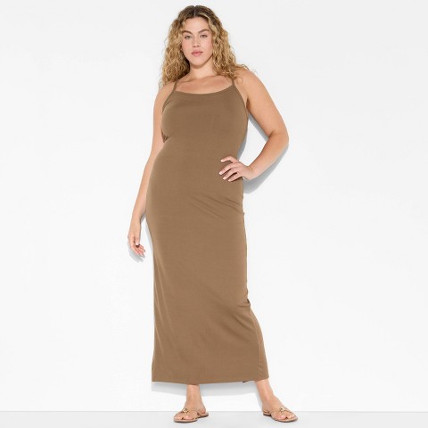 Женские платья Wild Fable Women's Sleeveless Race Back Maxi Bodycon Dress - Wild Fable™ Brown 1X