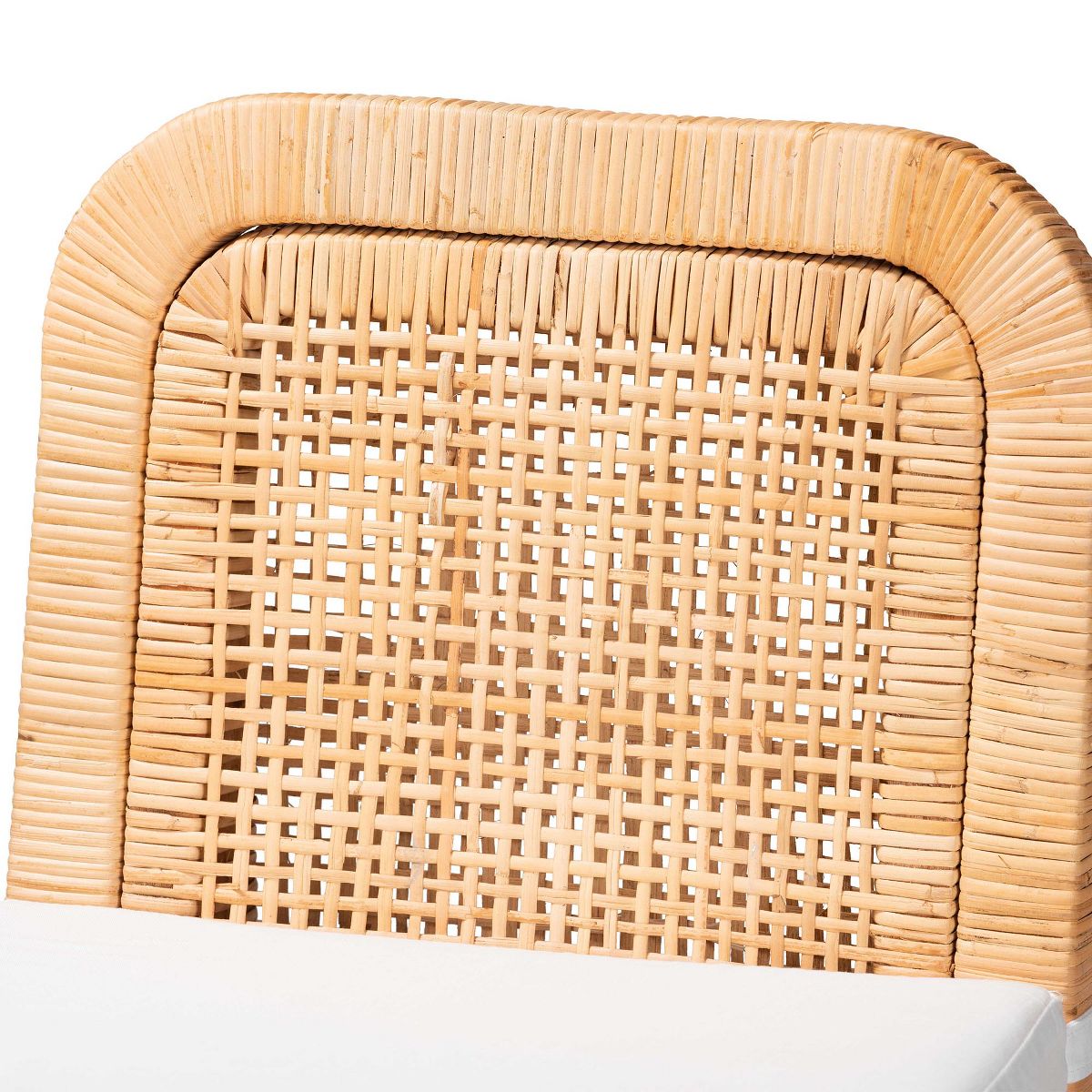 bali & pari Zariah Modern Bohemian Natural Brown Rattan and Mahogany Wood Bar Stool - thumbnail 6