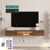 PAGED Floating TV Stand Stylish Wood Entertainment Console with 16 Color LEDs, Wall Mounted TV Cabinet for Living Room - 2 of 4