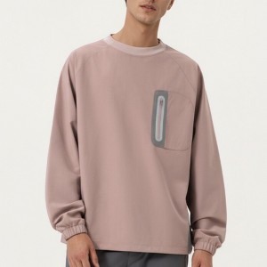 Anna-Kaci Active Men's Long Sleeve Pullover Crew Neck Top with Contrast Zipper Chest Pocket and Elastic Cuffs - 1 of 4