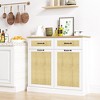 Whizmax Tilt Out Trash Cabinet with Natural Rattan, Hidden Trash Can Cabinet, Freestanding Garbage Bin Cabinet for Kitchen Dining Living Room - 3 of 4