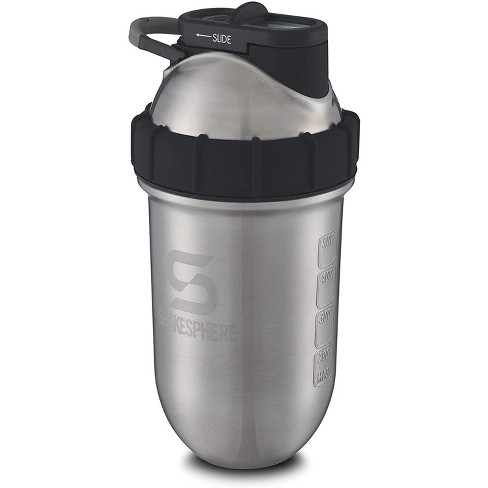 ShakeSphere Tumbler: Protein Shaker Bottle, 24oz Matte Black with Black Logo