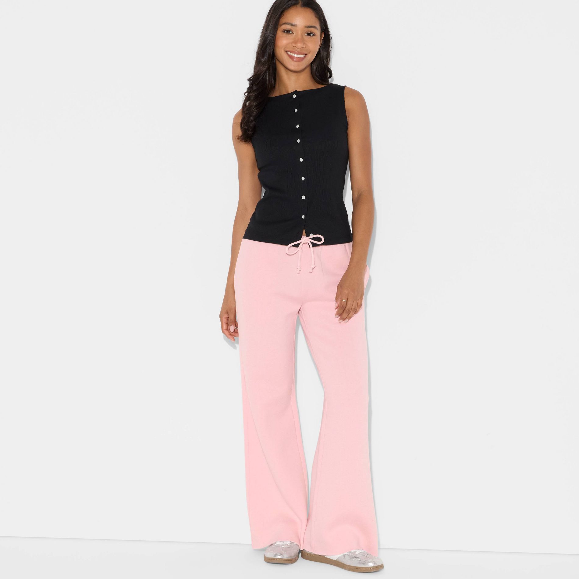 Women's Mid-Rise Wide Leg Sweatpants - Wild Fable™ Blush S