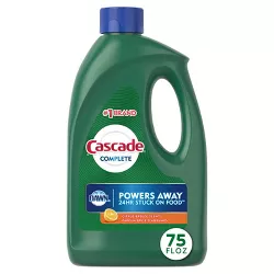 Cascade Complete Dishwasher Detergent Gel with Dawn Grease Fighting Power, Citrus Breeze Scent - 75oz