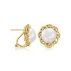Ross-Simons 11-11.5mm Cultured Mabe Pearl Earrings With .11 ct. t.w. Diamonds in 18kt Gold Over Sterling - 3 of 4