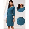 INSPIRE CHIC Women's 3/4 Sleeve V Neck Casual Business Office Bodycon Sheath Dresses with Belt - 2 of 4