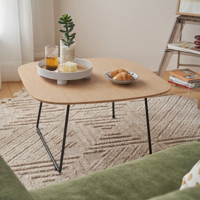 31.5" Modern Minimalist Coffee Table with Metal Legs,Round or Square Table for Small Spaces,Living Room & Bedroom-Baofuwish