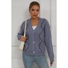 V For City Women's Cable-Knit V Neck Long Sleeve Button Down Cardigan with Contrast Stitching - 3 of 4