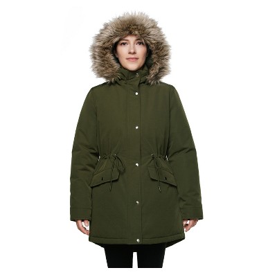 Rokka&rolla Women's Mini Fur Lined Parka Coat : Target